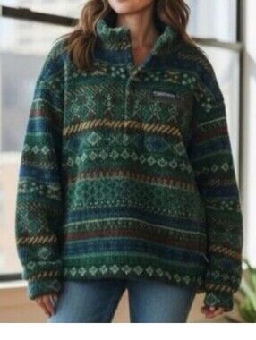 Alpine Design Green Fair Isle 1/2 Snap Sherpa